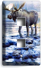 WILD MOOSE ANTLERS ELK RIVER RAPIDS LIGHT SWITCH OUTLE WALL PLATE ROOM ART DECOR