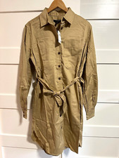 BANANA REPUBLIC Factory Women's Small Tall Twill Mini Shirtdress Khaki W/Tags