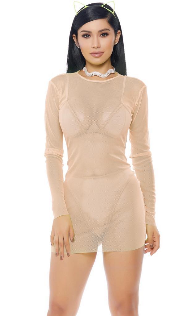 sheer dress nude Sexy Mesh Sleeveless Round Neck Mini Womens Barely There Sheer Maxi Dress in Nude Size Medium Chrissy Teigen Wore a Sheer