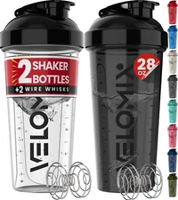 -2 Pack- 28 oz Protein Shaker Bottles for Protein Mixes - 2x Wire Whisk | Lea...