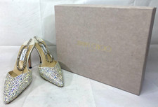 Jimmy Choo Satin Crystal Saeda 100MM Hotfix Pumps Size EU40 / US9.5
