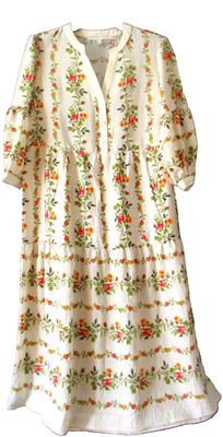 anthropologie flowy dresses Anthropologie The Callie Flowy Maxi Dress Ivory Cotton Gauze Tiered V-Neck S