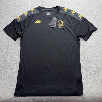 Kappa Mens Rush-Henrietta Soccer Jersey Black Gold Slim Fit XL 351F4LW New
