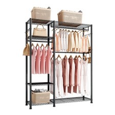 VEVOR Clothes Garment Rack Adjustable Height Closet Wardrobe Rack 3 Hanging Rods