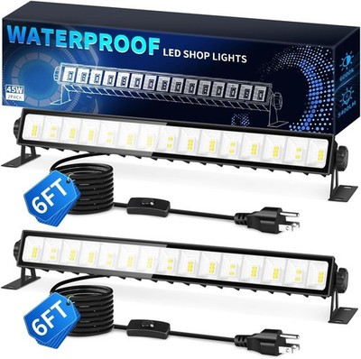 IP66 Waterproof 45W LED Shop Lights, 5400LM 6000K Daylight White Garage Light wi