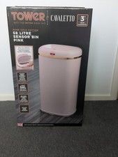 Tower Cavaletto Square Sensor Bin, 58L, Pink and Rose for kitchen bedroom study