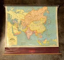 Vintage Cram's Map Of Asia Nov. 1977 School Pull Down Classroom Map
