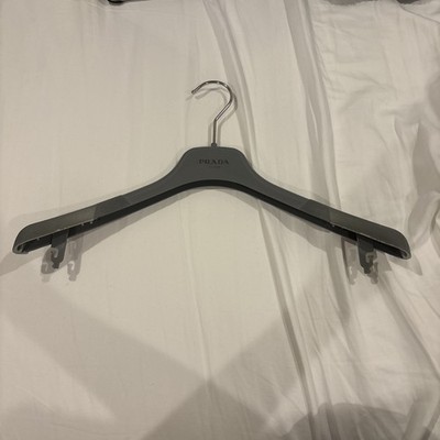 PRADA MILANO Gray Plastic w Velvet On Ends Clothes Mainetti Hanger Made In Italy