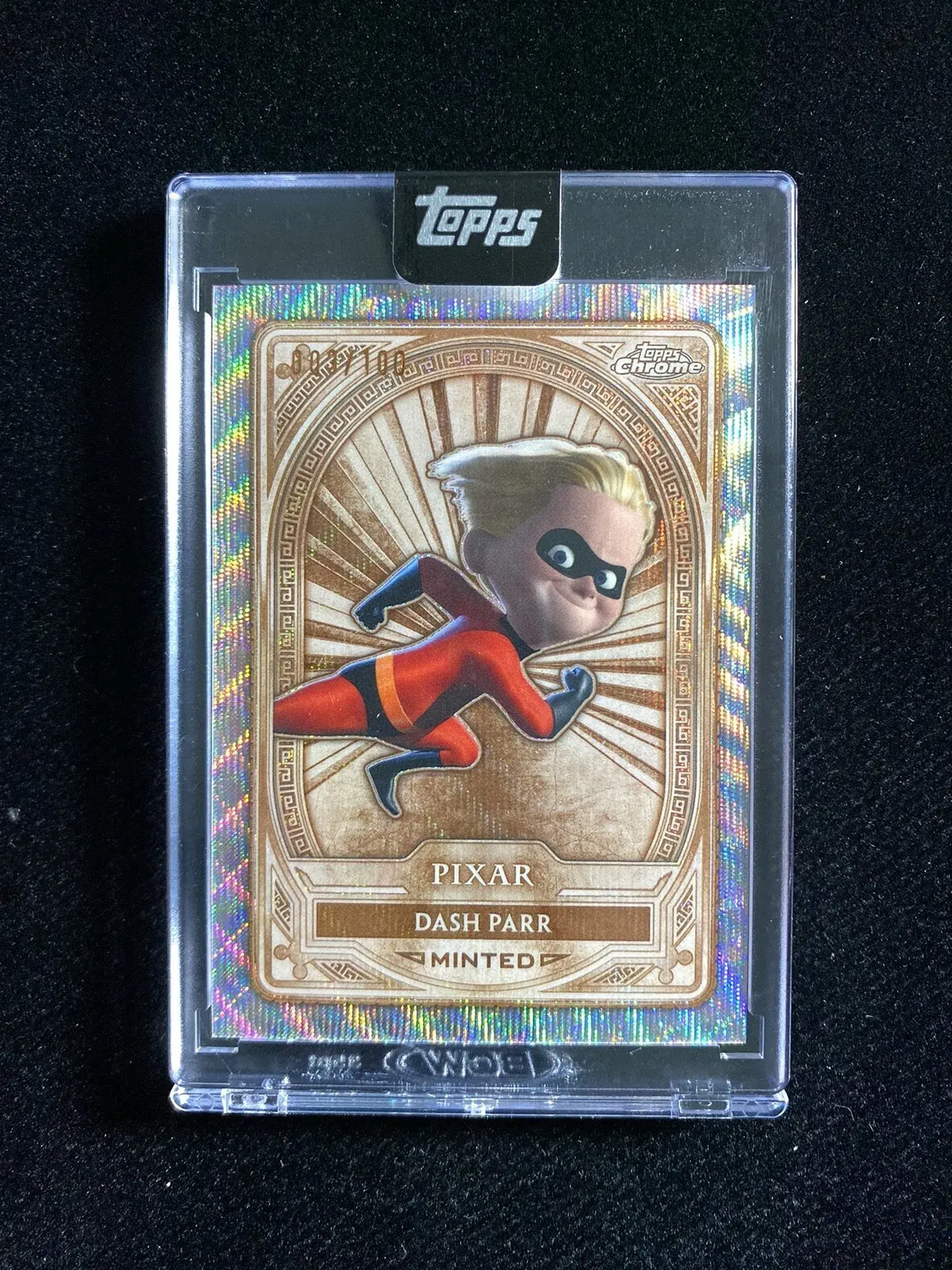 2025 Topps Chrome Disney Minted Dash Parr 3/100 Bronze Wave Encased #44 OC53