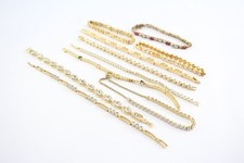 Tennis Bracelets Gold Tone Heart Clear Gemstone Slider x 10