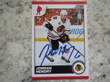 Chicago Blackhawks Jordan Henry Signed Autographed 2010-11 Score Mint