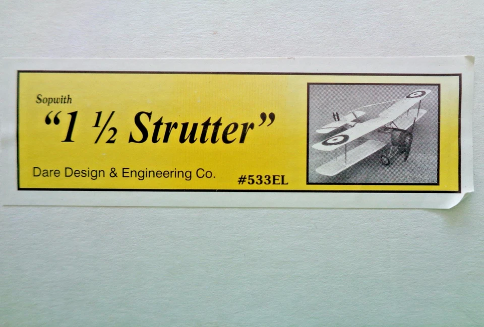 Dare Design "Sopwith 1-1/2 Strutter" R/C Balsa Airplane Kit, 29"WS, New Open Box - Image 4 of 4