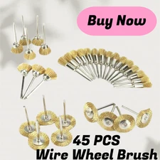 45 Pcs Brass Wire Wheel Brush Set For Dremel Rotary Tool - Polishing Cleaning