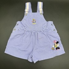 RARE Vtg Disney Minnie Mouse Denim Overalls Romper Embroidered Lavender GRAIL 4T