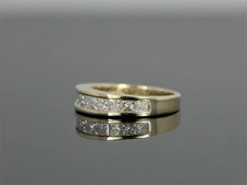 1.50Ctw Princess Cut Moissanite Channel Set Wedding Ring 14K Yellow Gold Plated