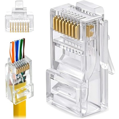 RJ45 Durchlaufanschlüsse Ethernet Netzwerkteile 25 Stück Singel Shield