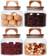 Glass Jars with Airtight Lid Set of 4 ,Kitchen Canisters, Borosilicate Storage