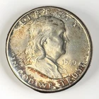1949-D Franklin Half Dollar - FBL - Roll Ender Toning - BU / UNC - Original Skin
