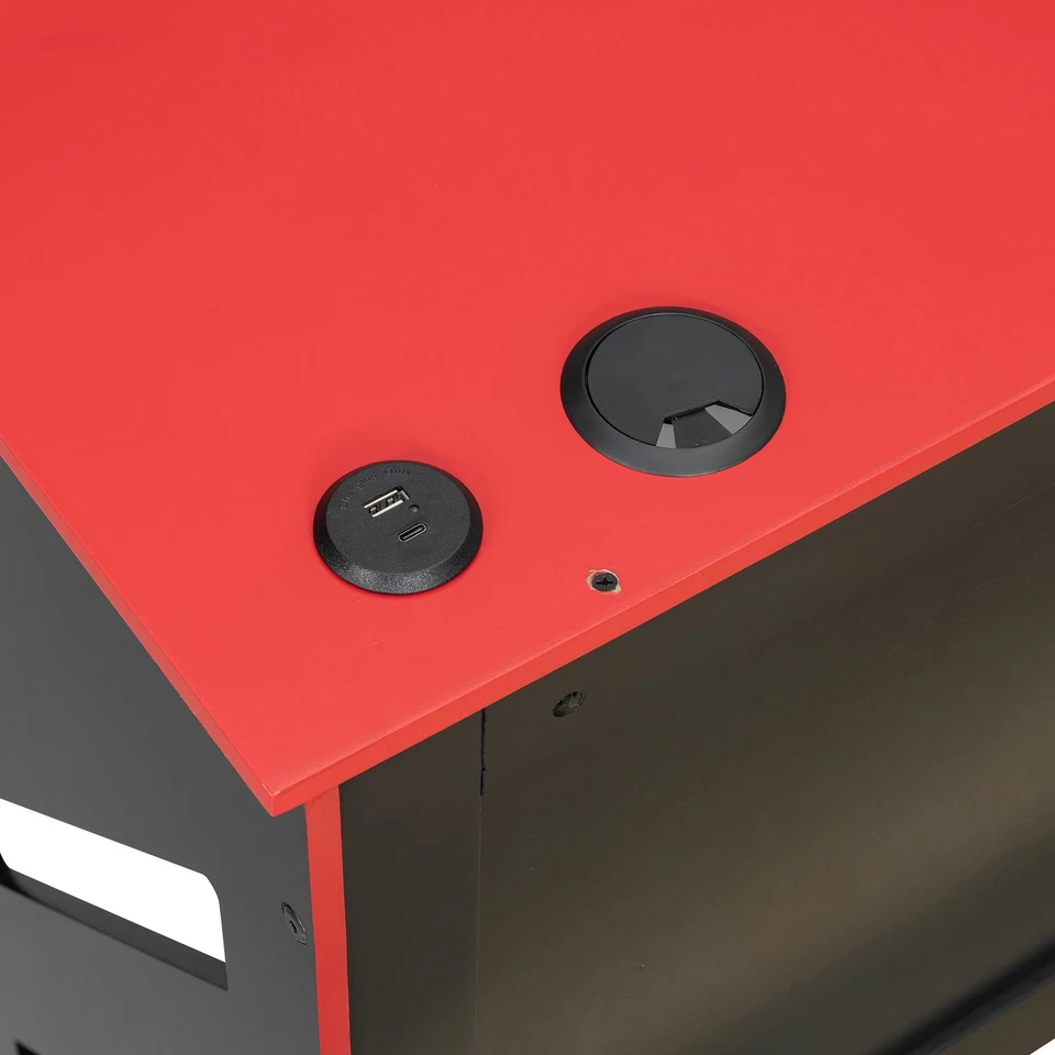 Full Size Wood Daybed with Twin Size Trundle,Desk and USB,Red - Image 4 of 4