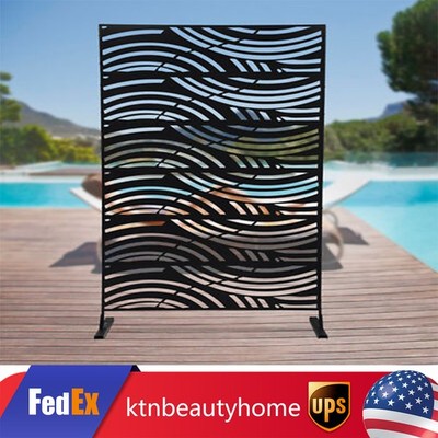 Outdoor Steel Privacy Screen 113.3 × 50 × 181 cm Black Arc Pattern