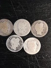 Barber Dimes Lot Of 5- 90% Silver Lot#4