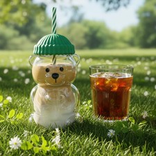 Bear Shape Plastic Or Glass Cup With Straw Coffee Mug Cute Cartoon Creative Glas