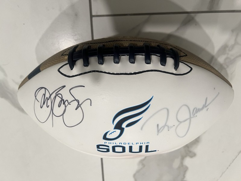 Philadelphia Soul Football White Panel Spaulding/Arena League/Afl Signed
