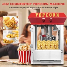 Countertop Popcorn Machine Bar Style Popper Maker 600W 6 oz Kettle 26 Cups