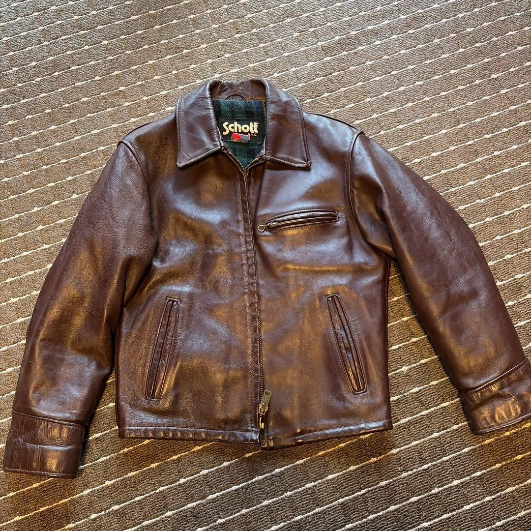 Chaqueta de cuero SCHOTT 691SVS Trucker marrón 38 años 80-90 rara...