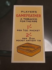 SCARCE  VINTAGE  - PLAYER'S GAMEFEATHER  ADVERTISING  CIGARETTE CARD