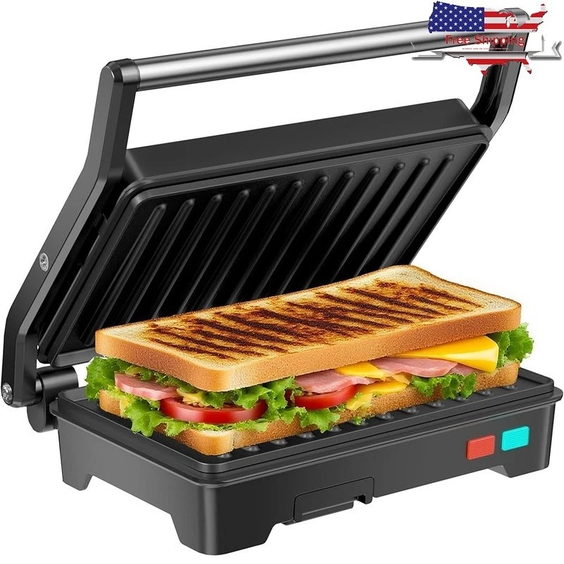 3 In 1 Panini Press Electric Grill Non Stick Temperature Control Compact Kitchen