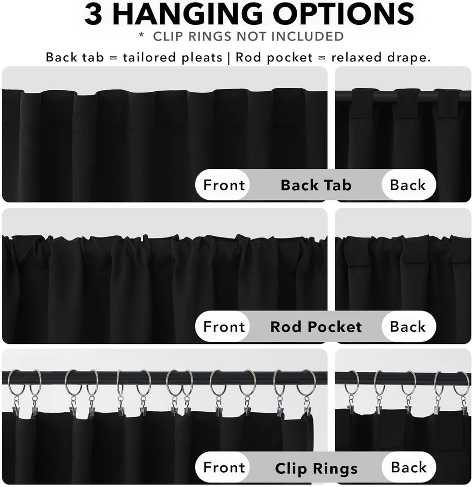 Modern Blackout Curtains, W70 x L108, Back Tab, Pack of 2 - Image 4 of 4