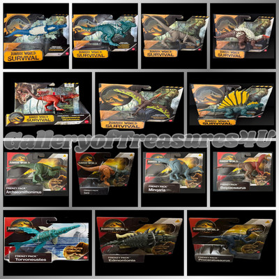 Jurassic World Frenzy Pack Survival Rebirth Champsosaurus Velociraptor 7'' Dino