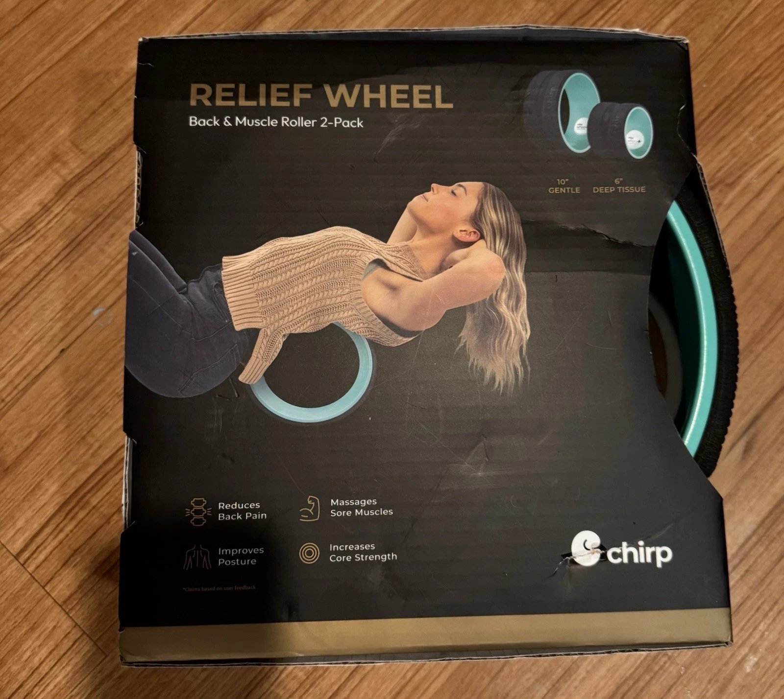 Chirp Relief Wheel Back Muscle Roller 2 Pack NEW 10" 6" Extra Thick Spinal Canal