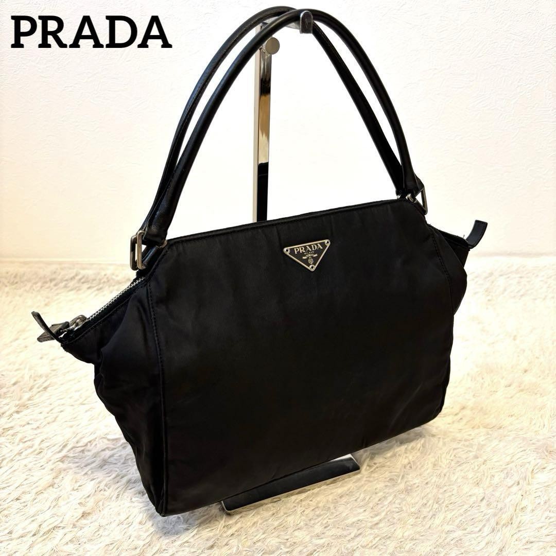 Prada Large Capacity Tote Bag with Triangle Logo A4 Size Genuine Pre-Owned