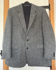 Harris Tweed Wool Blazer Jacket Size 42 Regular Grey Mens 