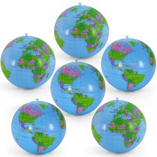 YOTHORN 6 Pcs 16 Inch Inflatable Globe,Blow up World Globe 16 Inch, Blue