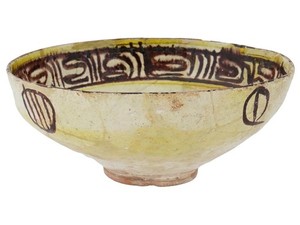 EARLY ISLAMIC  MIDDLE EAST NISHAPUR GLAZED POTTERY BOWL. #203