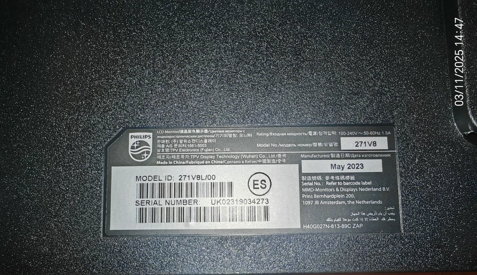 Philips 271V8L 27 Zoll FHD VA LCD Monitor - Schwarz - 271V8L/00, wie NEU - Bild 3 von 4