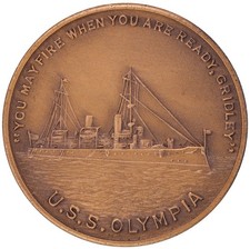 USS Olympia Made from Propeller of Ship Admiral George Dewey Medal (B4086)