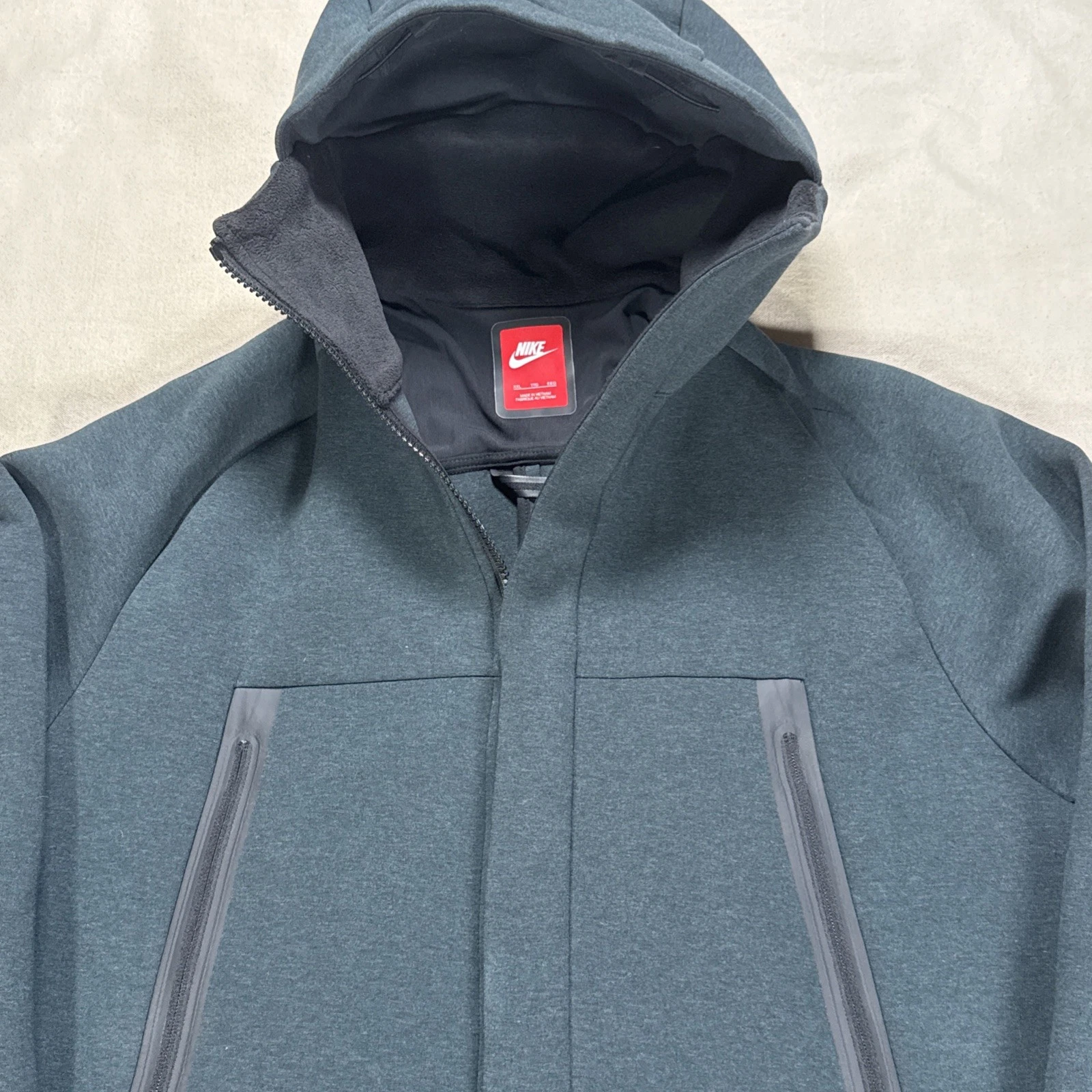 Nike Tech Fleece Parka Jacket Men Size XL Gray Full Zip Long - product detail image 2