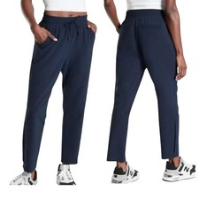 ATHLETA Navy Blue Metropolis Straight Leg Ankle Zip Athleisure Pants Size 6 NWT