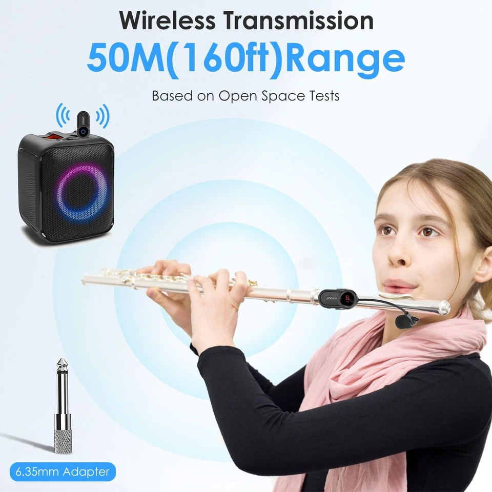 UHF Wireless Flute Microphone System: Wind Music Instruments Microphone Recei... - Image 2 of 4