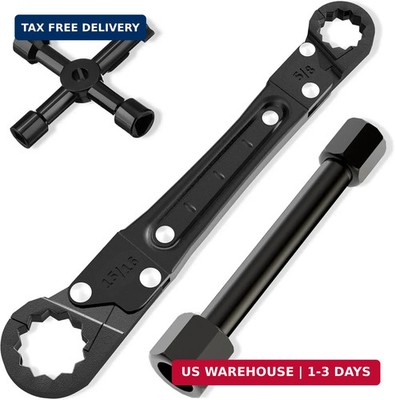 Plumbing Tools Angle Stop Wrench Kit - 3-Piece Plumber Tool Set with Compression