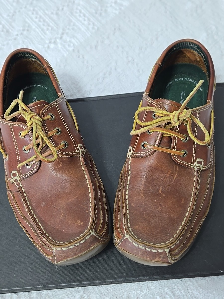 Thom McAn Men's Brown Leather Boat Deck Shoes Size 10 M Casual