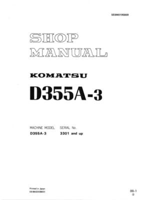 Komatsu D355A-3 Dozer Bulldozer Repair Shop Service Manual Workshop Book