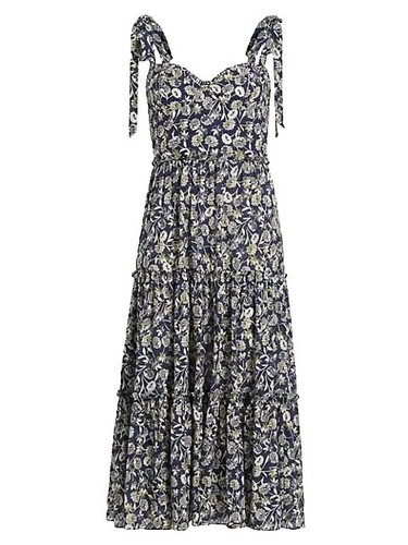 The Westside Rory Tie Shoulder Sleeveless Midi Dress In Navy Night Size M  NWT | eBay