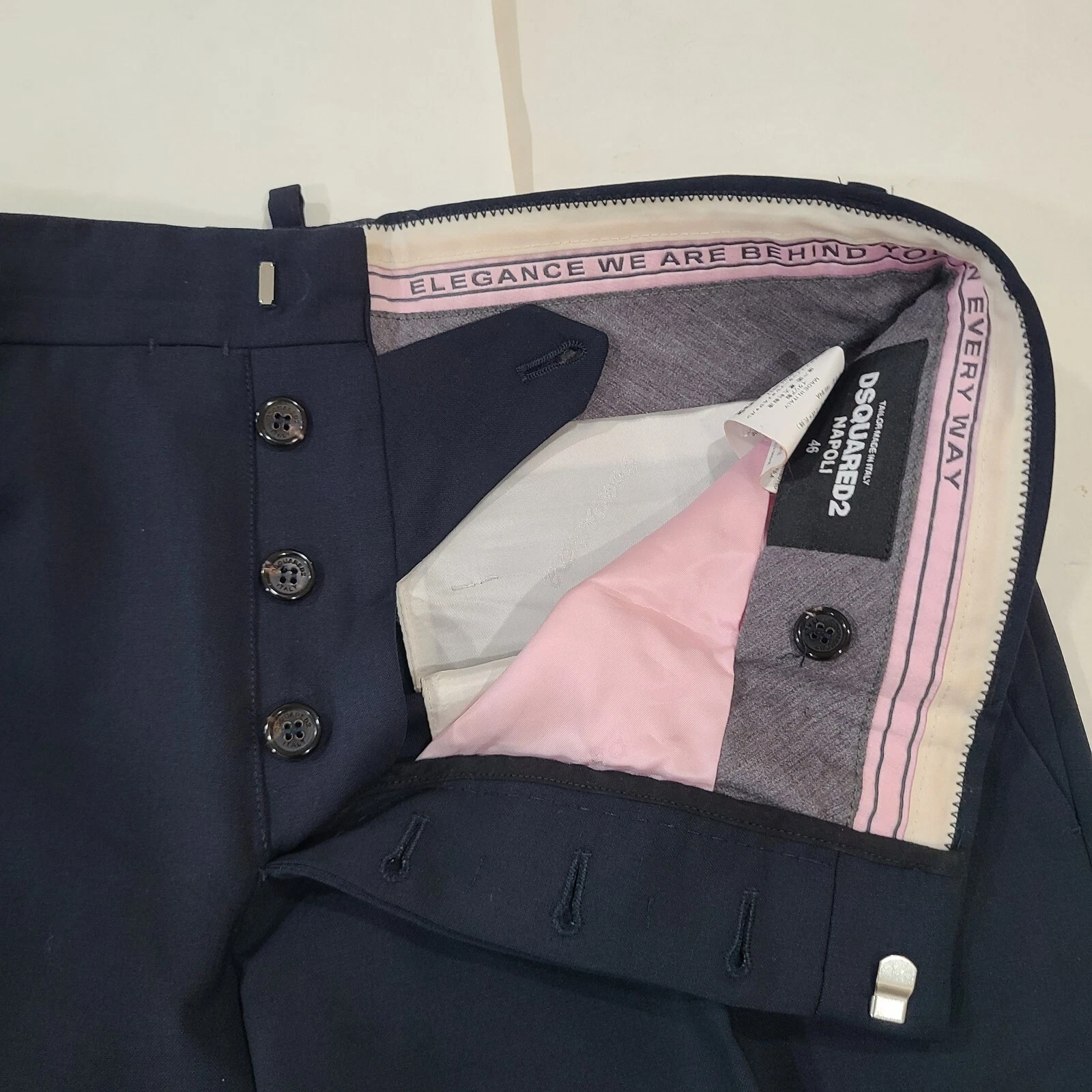 Dsquared2 Napoli Pantaloni Donna 46 US 10 Lana Piatti Anteriore Gamba Dritta