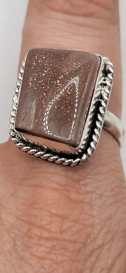 Anel cabochão boêmio de pedra dourada tamanho 8,75 - Imagem 2 de 4