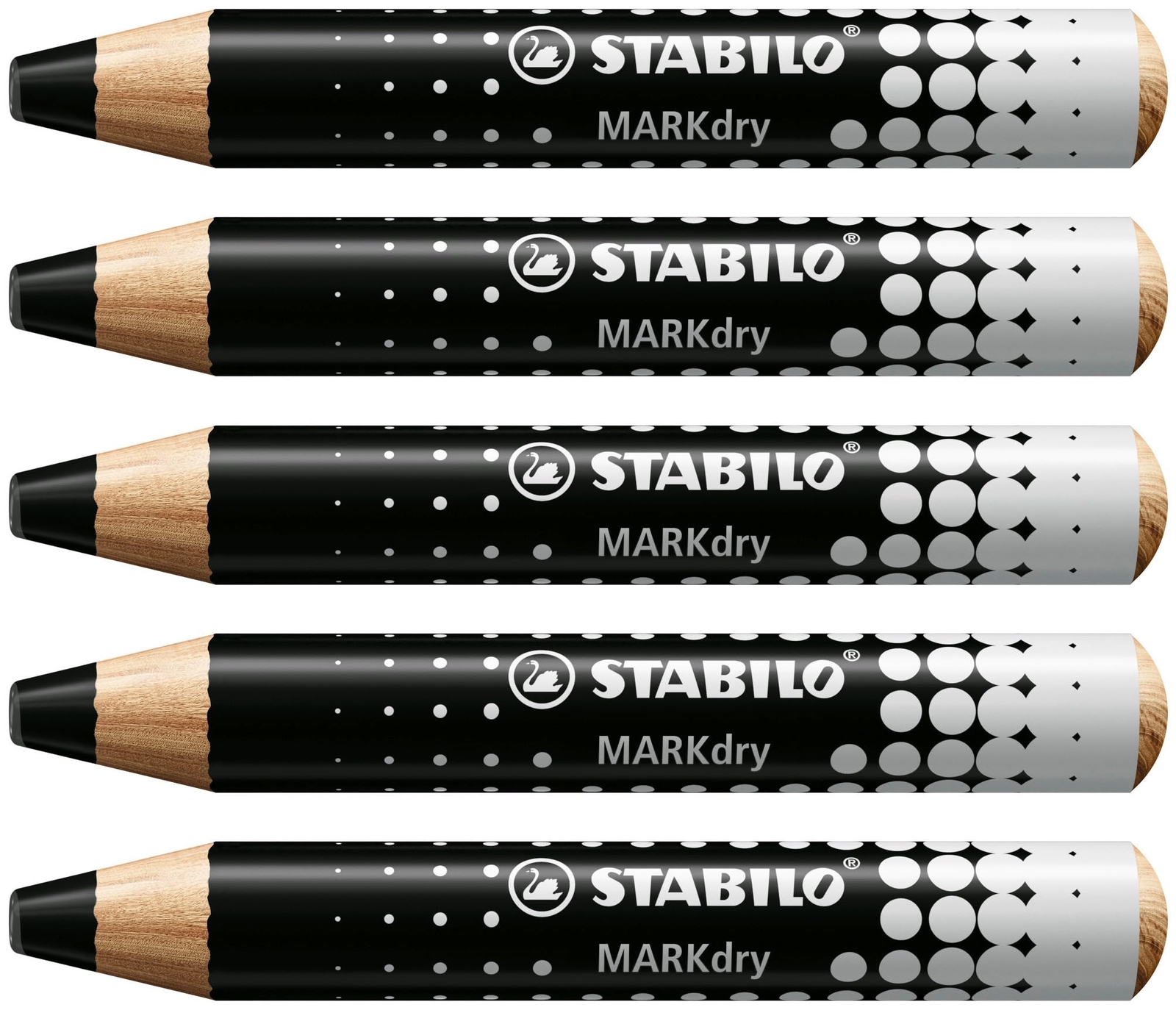 Whiteboard and Flipchart Markers - STABILO MARKdry - Pack of 5 - Black